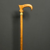 عصای دستساز لوکس با ترکیب چوب آزاد و پتینه ورق طلا، مدل کارا از گالری عصاخان