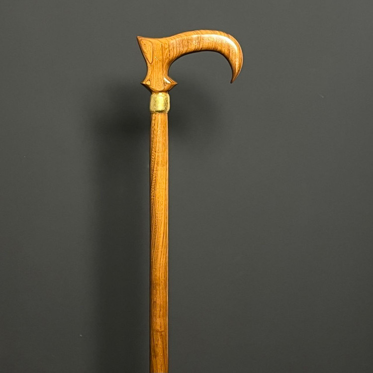 عصای دستساز لوکس با ترکیب چوب آزاد و پتینه ورق طلا، مدل کارا از گالری عصاخان