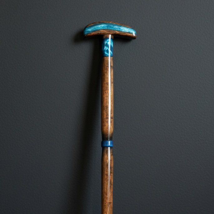 دسته آرگونومیک عصا نیلو با ترکیب چوب و رزین فیروزه‌ای