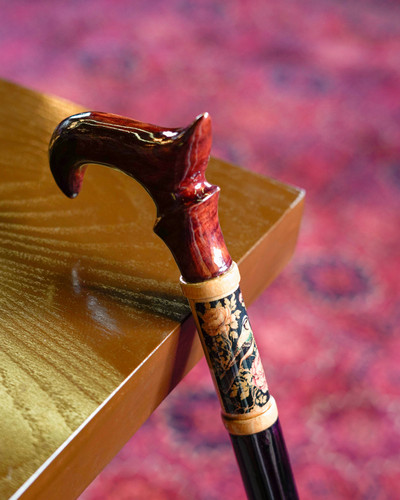 تصویر عصا مدل نغمه با نقاشی گل و پرنده