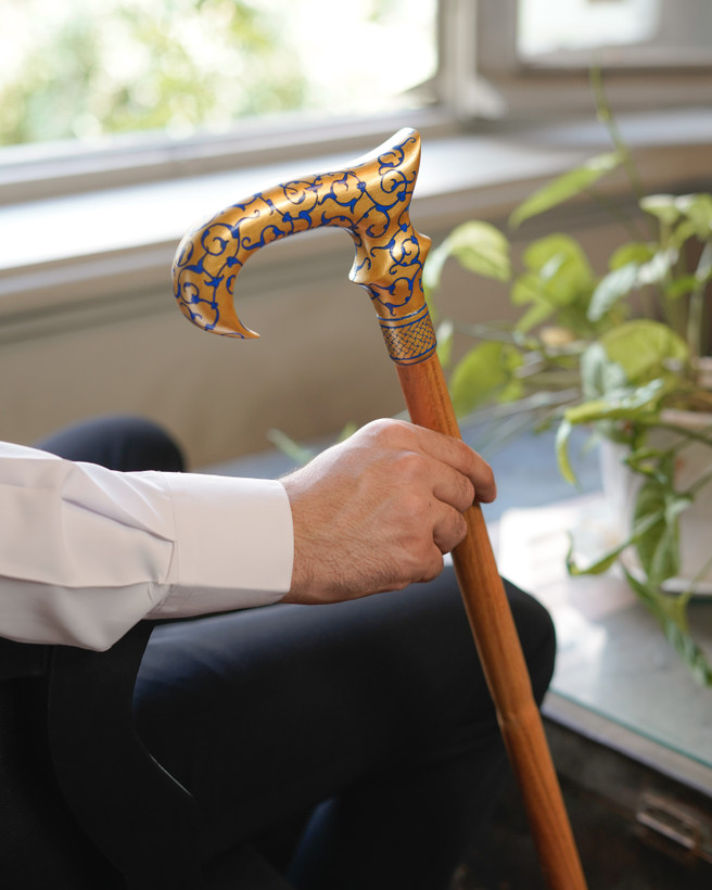 عصای تذهیب شده ایرانی تماما دستساز مدل ترنج