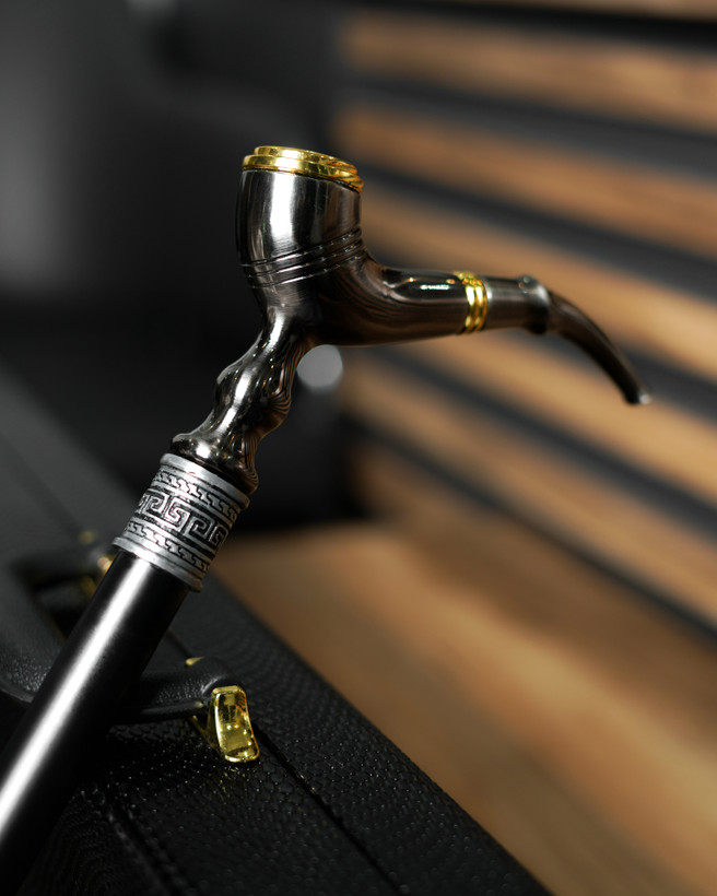 نمای نزدیک حلقه و اتصال دسته به بدنه عصای پیپ — کیفیت ساخت و پرداخت دقیق