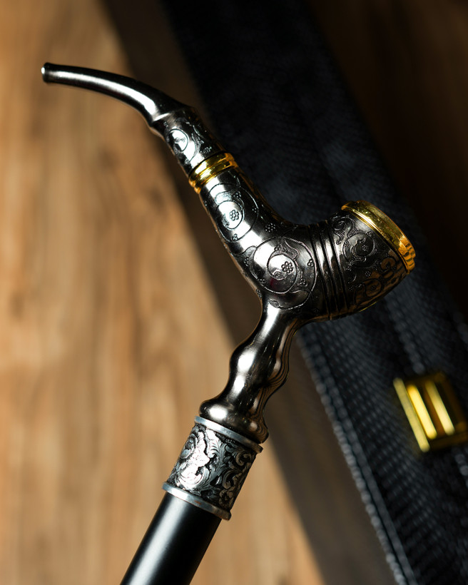 نمای نزدیک حلقه و اتصال دسته به بدنه عصای پیپ — کیفیت ساخت و پرداخت دقیق