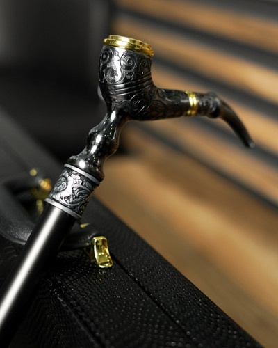 خرید آنلاین عصا طرح پیپ با هنر قلم زنی کد 03 از سایت عصاخان