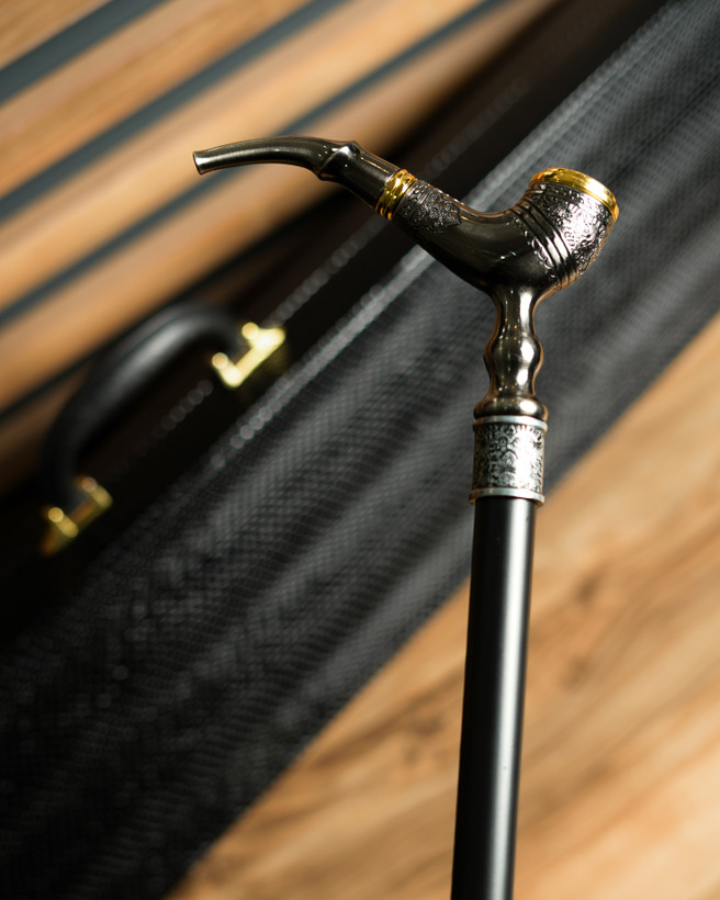 خرید آنلاین عصا طرح پیپ با هنر قلم زنی کد 02 از سایت عصاخان