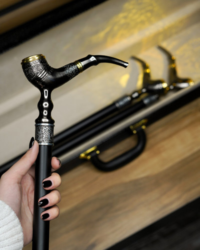 خرید آنلاین عصا طرح پیپ با هنر قلم زنی کد ۰۲ از سایت عصاخان